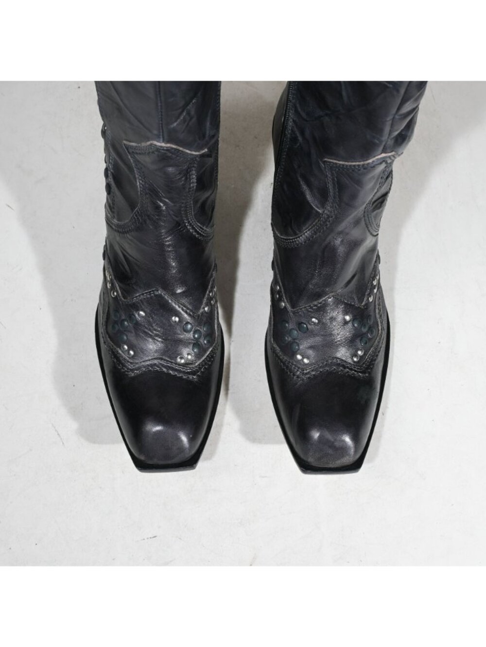 Siren by Mark Nason Raitt Black Leather Inside Zip Ankle Boot Rivets Square Toe - Picture 5 of 7